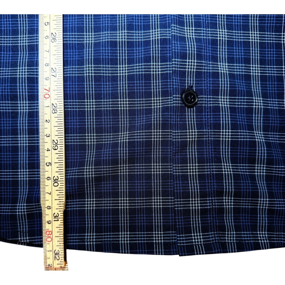 Mizzen+Main Leeward Mens XXL Classic No Tuck Performance Shirt Blue Grid Plaid - Picture 9 of 9
